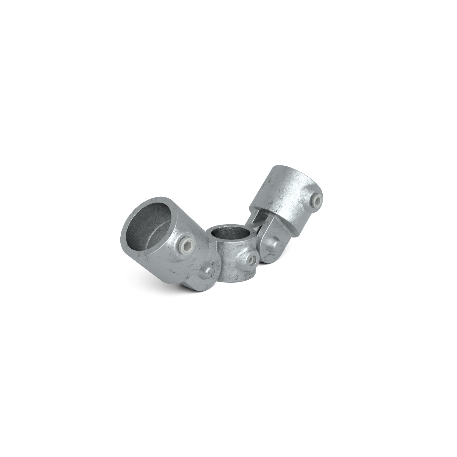 Rohrverbinder Gelenkstück doppelt 33,7 mm - Schrägansicht Rohrverbinder (Rohr-verbinder.de)