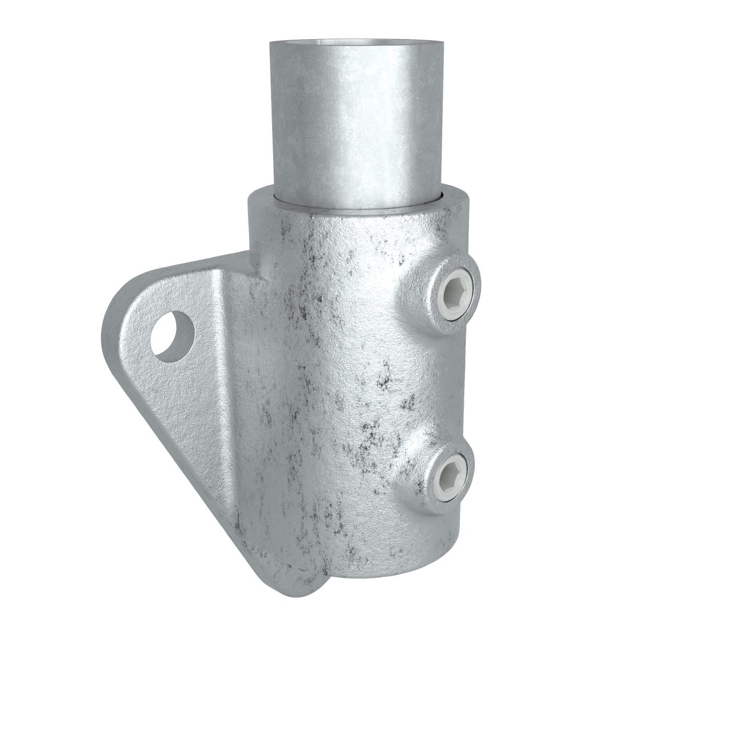 Rohrverbinder Wandhalter Dreieckflansch 48,3 mm - Vorderansicht mit Rohren (Rohr-verbinder.de)