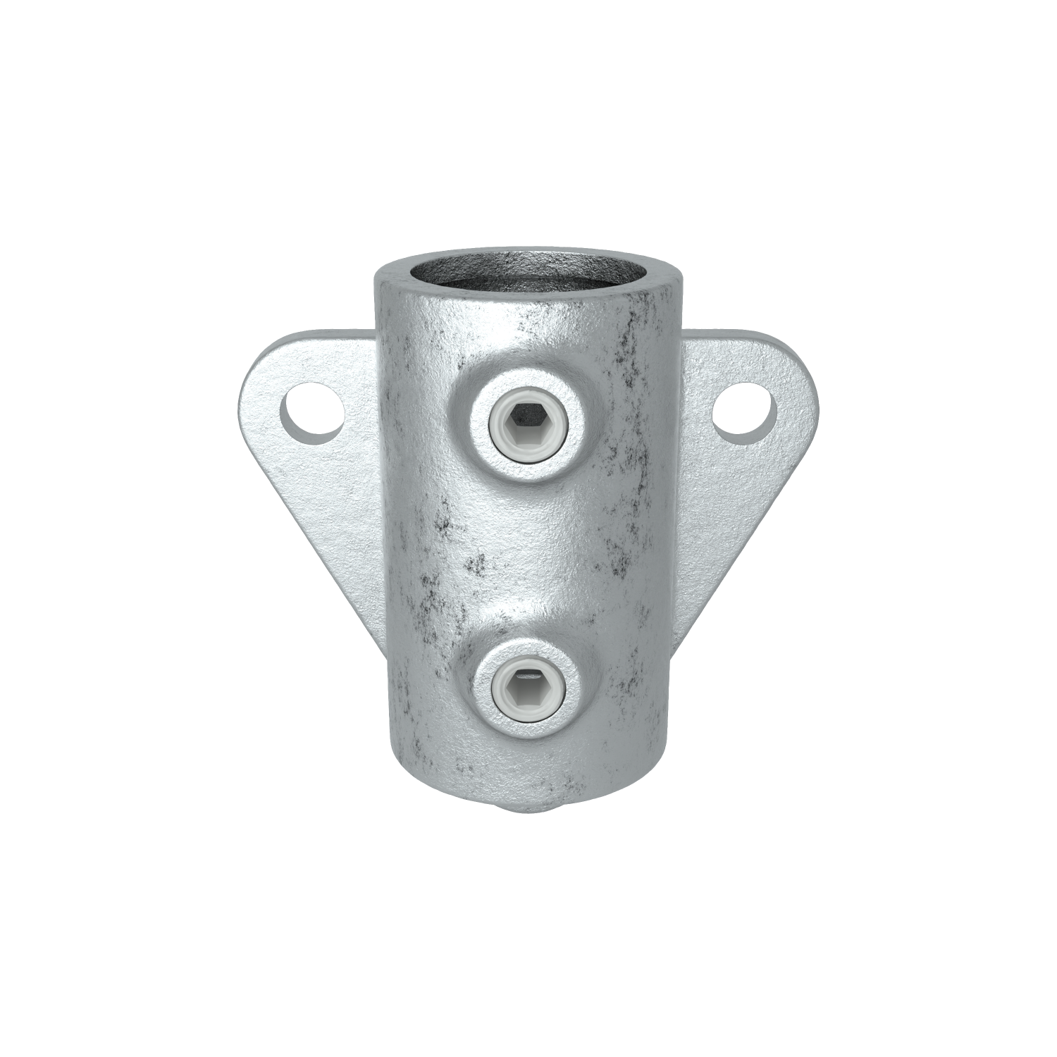 Rohrverbinder Wandhalter Dreieckflansch 42,4 mm - Schrägansicht Rohrverbinder (Rohr-verbinder.de)