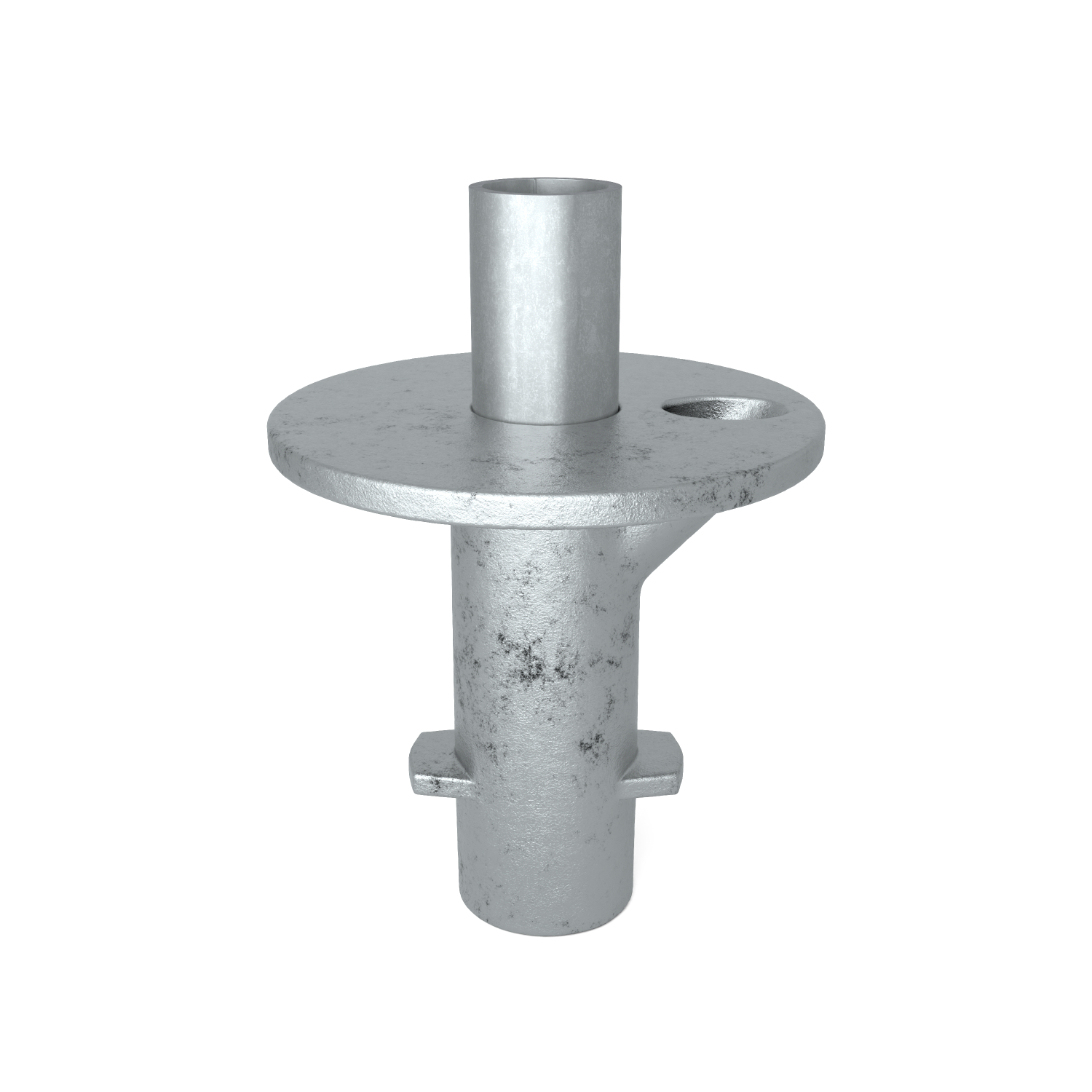 Rohrverbinder Bodenhülse 26,9 mm - Vorderansicht mit Rohren (Rohr-verbinder.de)