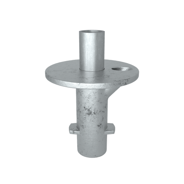 Rohrverbinder Bodenhülse 33,7 mm - Vorderansicht mit Rohren (Rohr-verbinder.de)