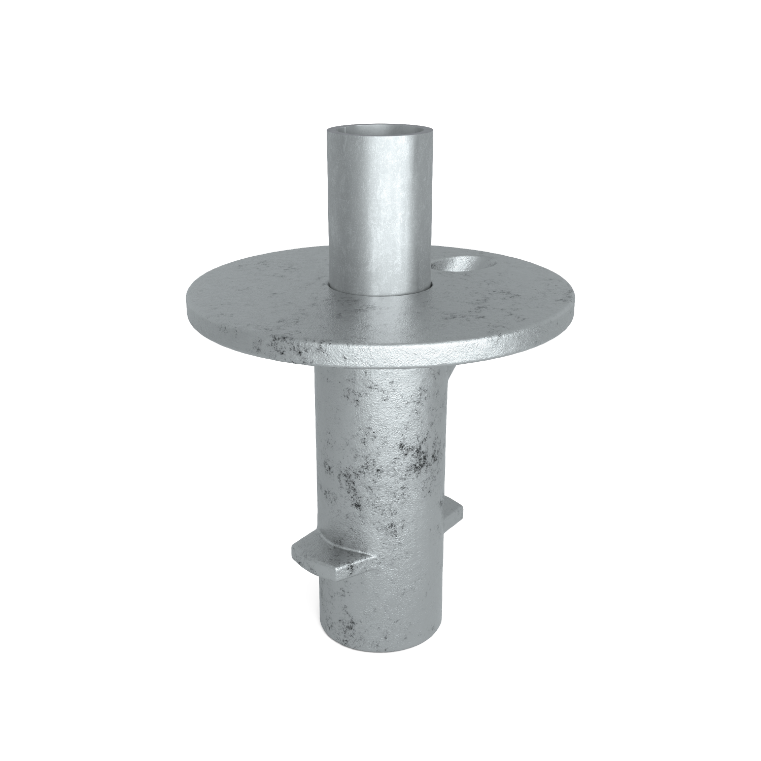 Rohrverbinder Bodenhülse 26,9 mm - Schrägansicht mit Rohren (Rohr-verbinder.de)