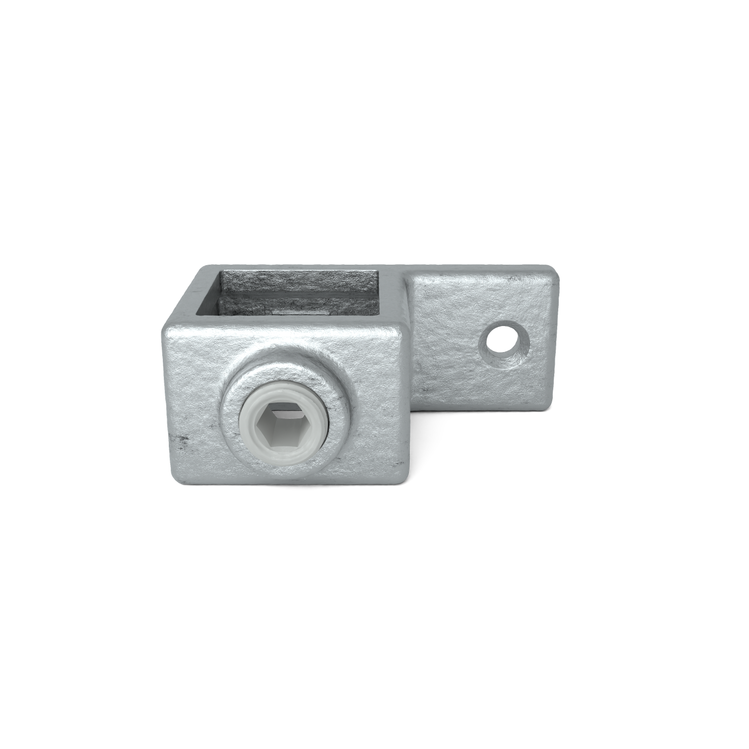 Rohrverbinder Ösenteil mit Einzellasche 25 mm quadratisch - Vorderansicht Rohrverbinder (Rohr-verbinder.de)