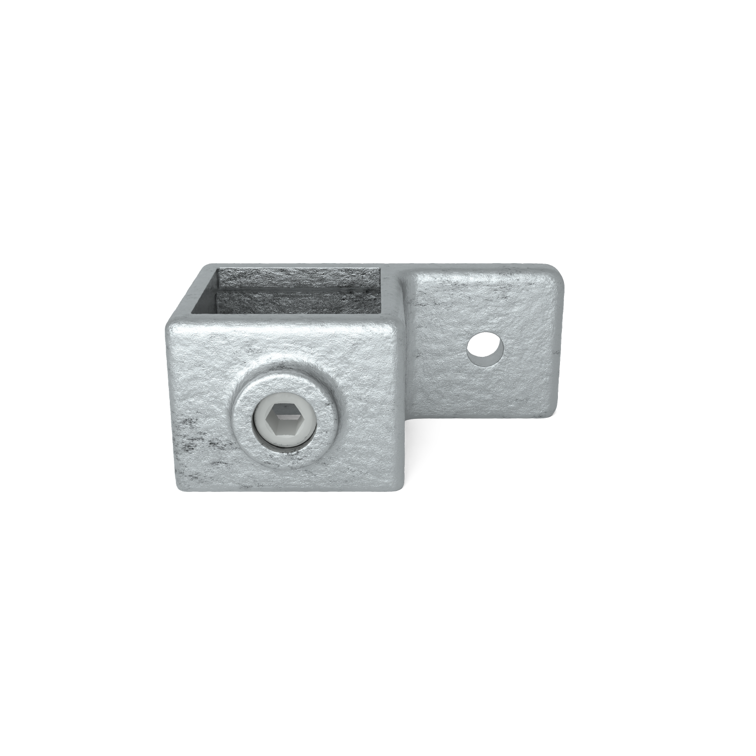 Rohrverbinder Ösenteil mit Einzellasche 40 mm quadratisch - Vorderansicht Rohrverbinder (Rohr-verbinder.de)