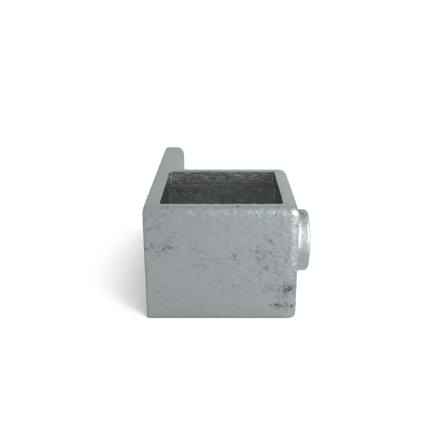 Rohrverbinder Ösenteil mit Einzellasche 40 mm quadratisch - Seitenansicht Rohrverbinder (Rohr-verbinder.de)