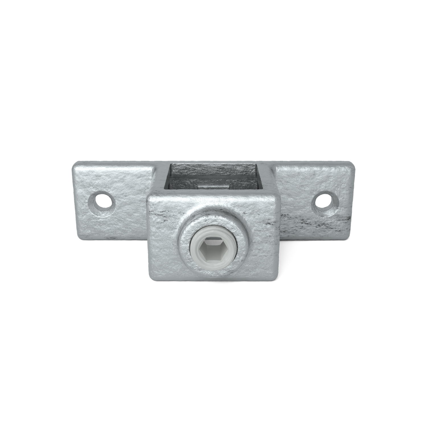 Rohrverbinder Ösenteil mit Doppellasche 25 mm quadratisch - Vorderansicht Rohrverbinder (Rohr-verbinder.de)