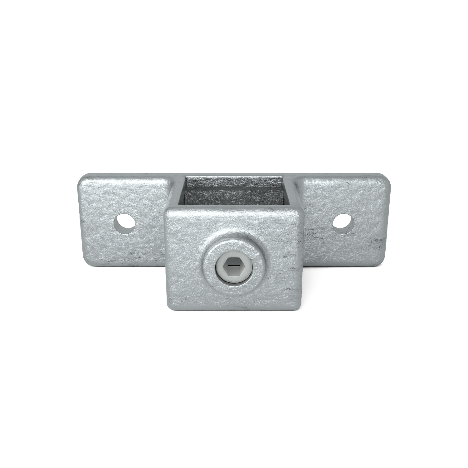 Rohrverbinder Ösenteil mit Doppellasche 40 mm quadratisch - Vorderansicht Rohrverbinder (Rohr-verbinder.de)