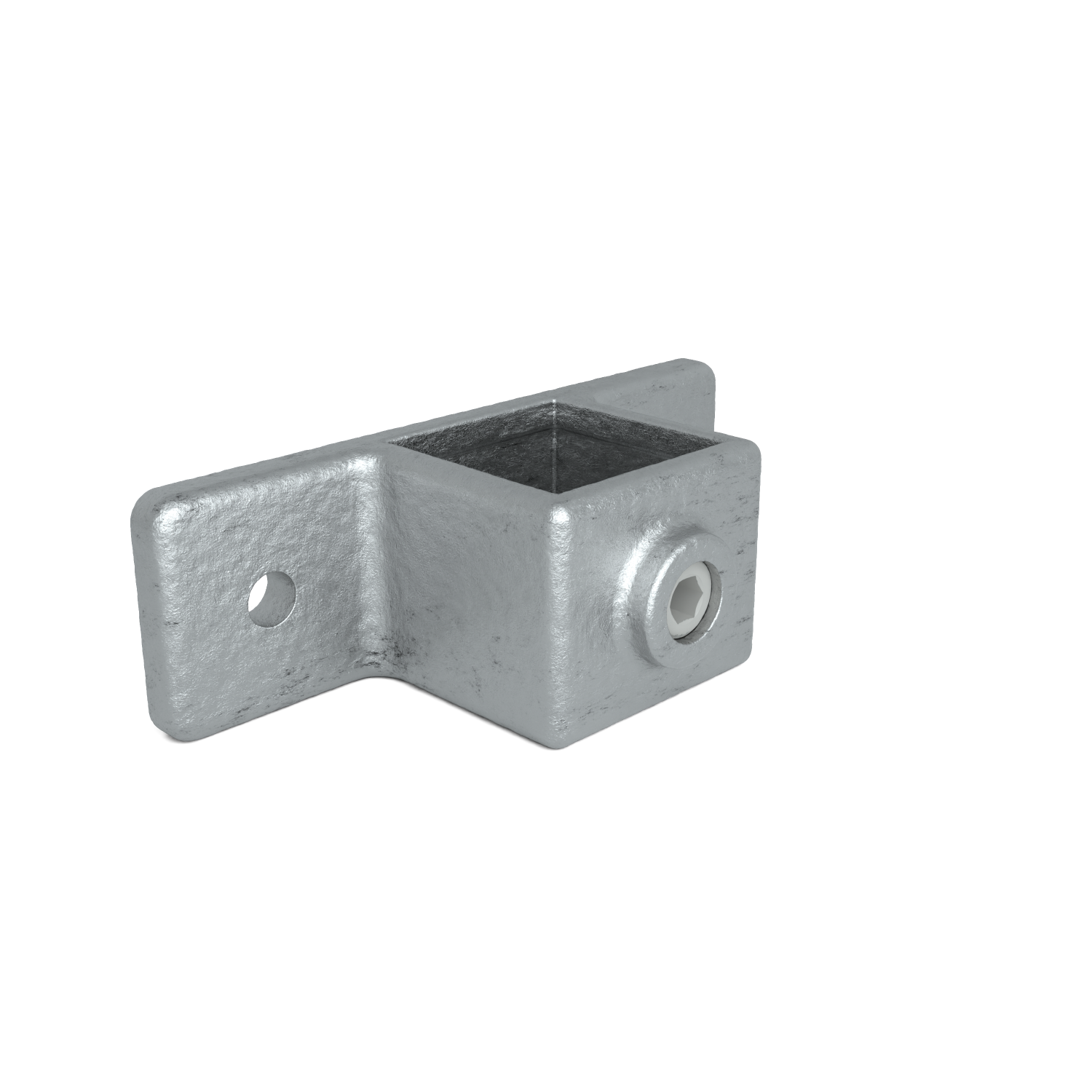 Rohrverbinder Ösenteil mit Doppellasche 40 mm quadratisch - Schrägansicht Rohrverbinder (Rohr-verbinder.de)
