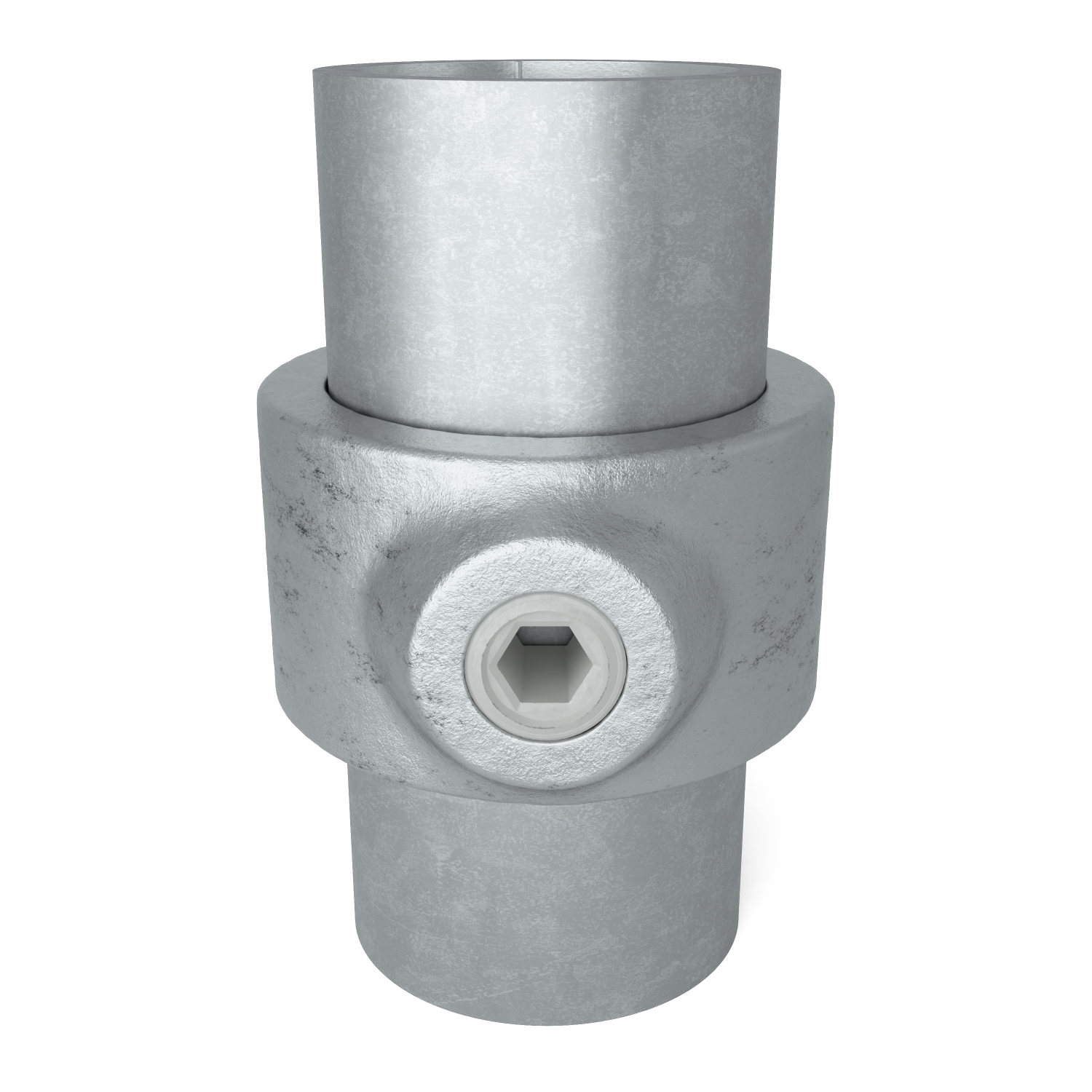 Rohrverbinder Stellring 33,7 mm - Vorderansicht mit Rohren (Rohr-verbinder.de)