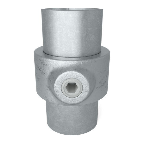 Rohrverbinder Stellring 48,3 mm - Vorderansicht mit Rohren (Rohr-verbinder.de)