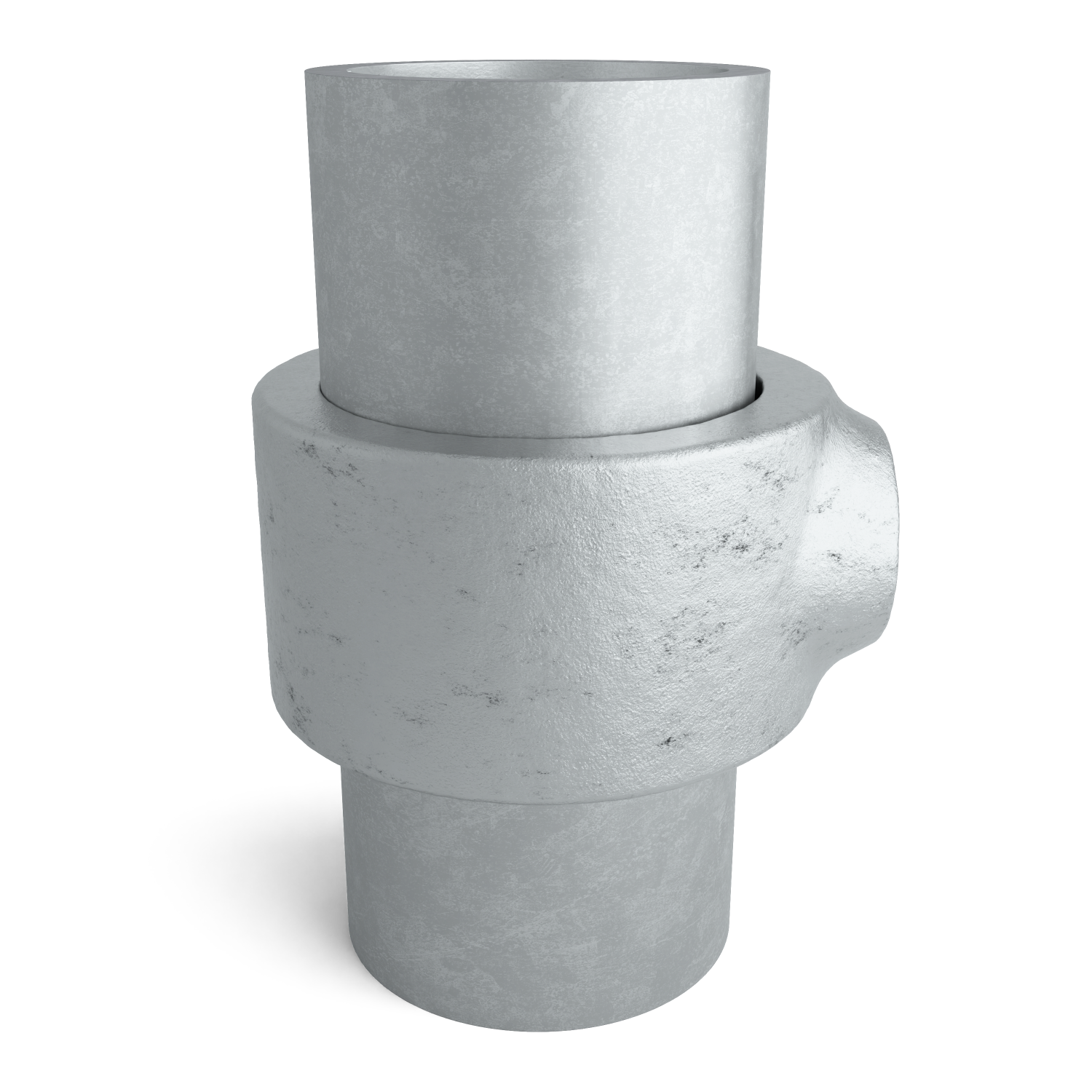 Rohrverbinder Stellring 42,4 mm - Seitenansicht mit Rohren (Rohr-verbinder.de)