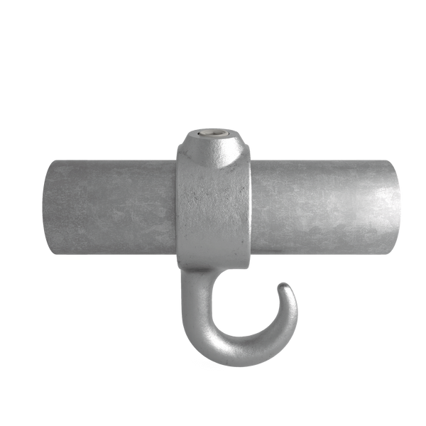 Rohrverbinder Stellring mit Haken 33,7 mm - Vorderansicht mit Rohren (Rohr-verbinder.de)