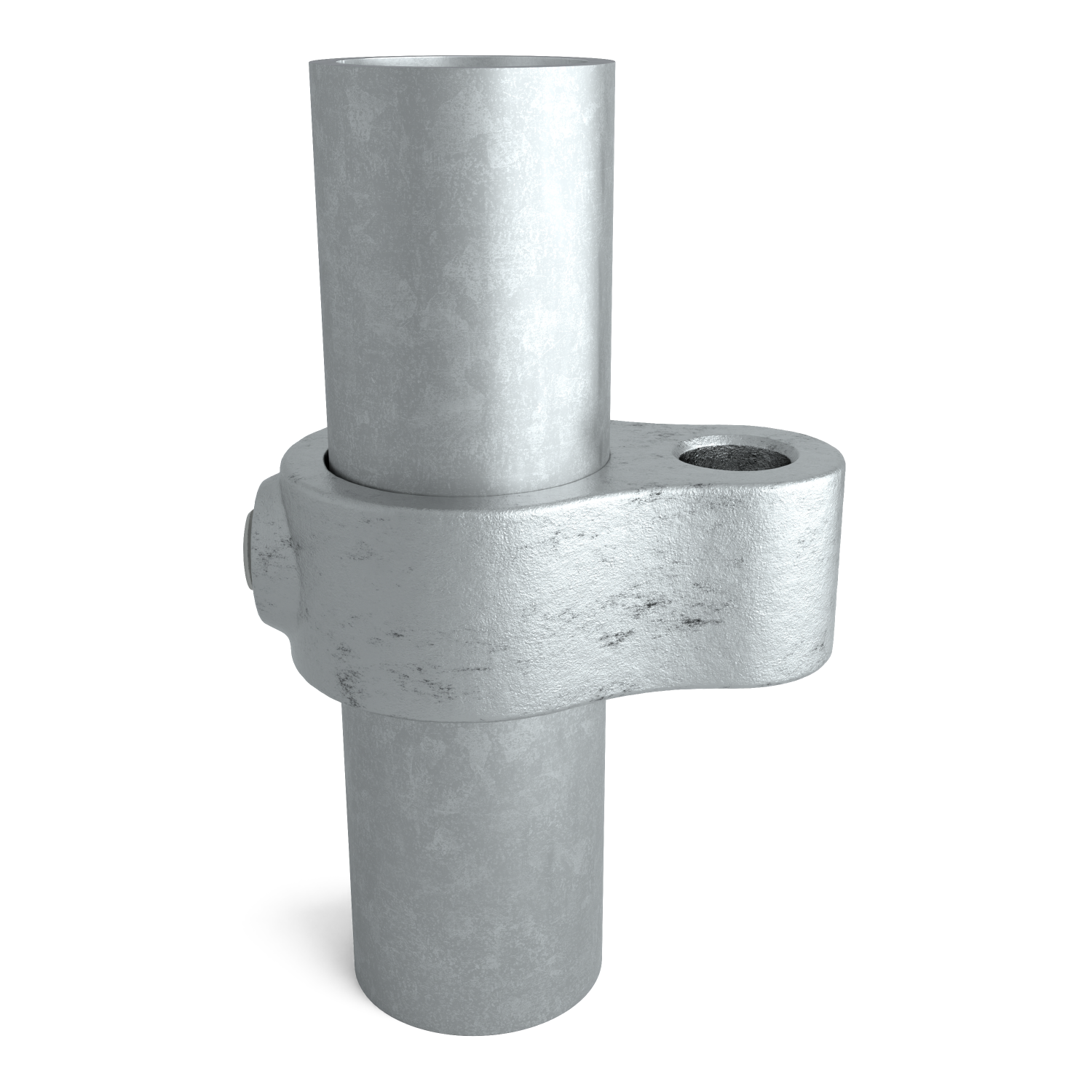 Rohrverbinder Stellringauge 48,3 mm - Vorderansicht mit Rohren (Rohr-verbinder.de)