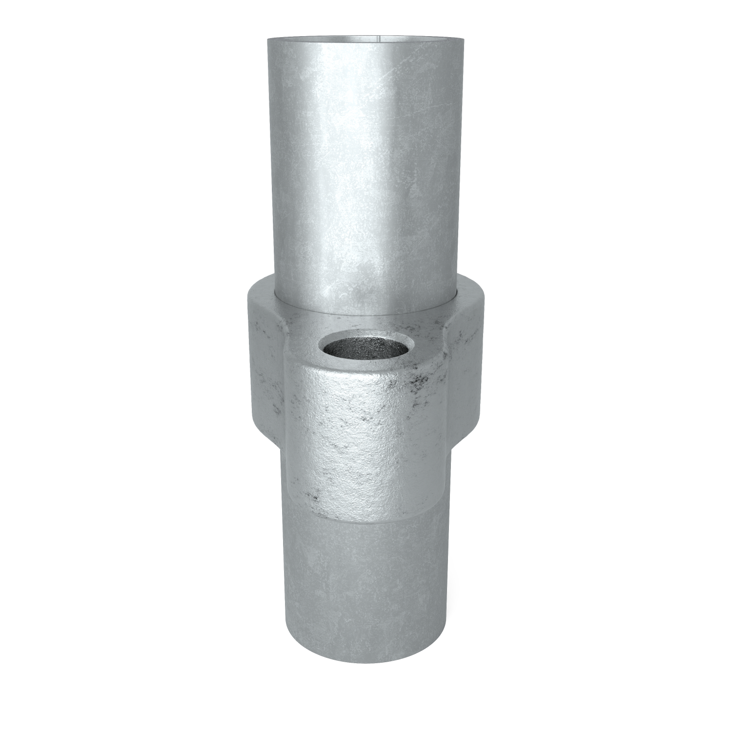 Rohrverbinder Stellringauge 26,9 mm - Seitenansicht mit Rohren (Rohr-verbinder.de)