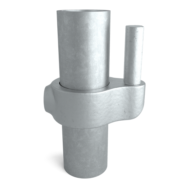 Rohrverbinder Stellringzapfen 33,7 mm - Vorderansicht mit Rohren (Rohr-verbinder.de)