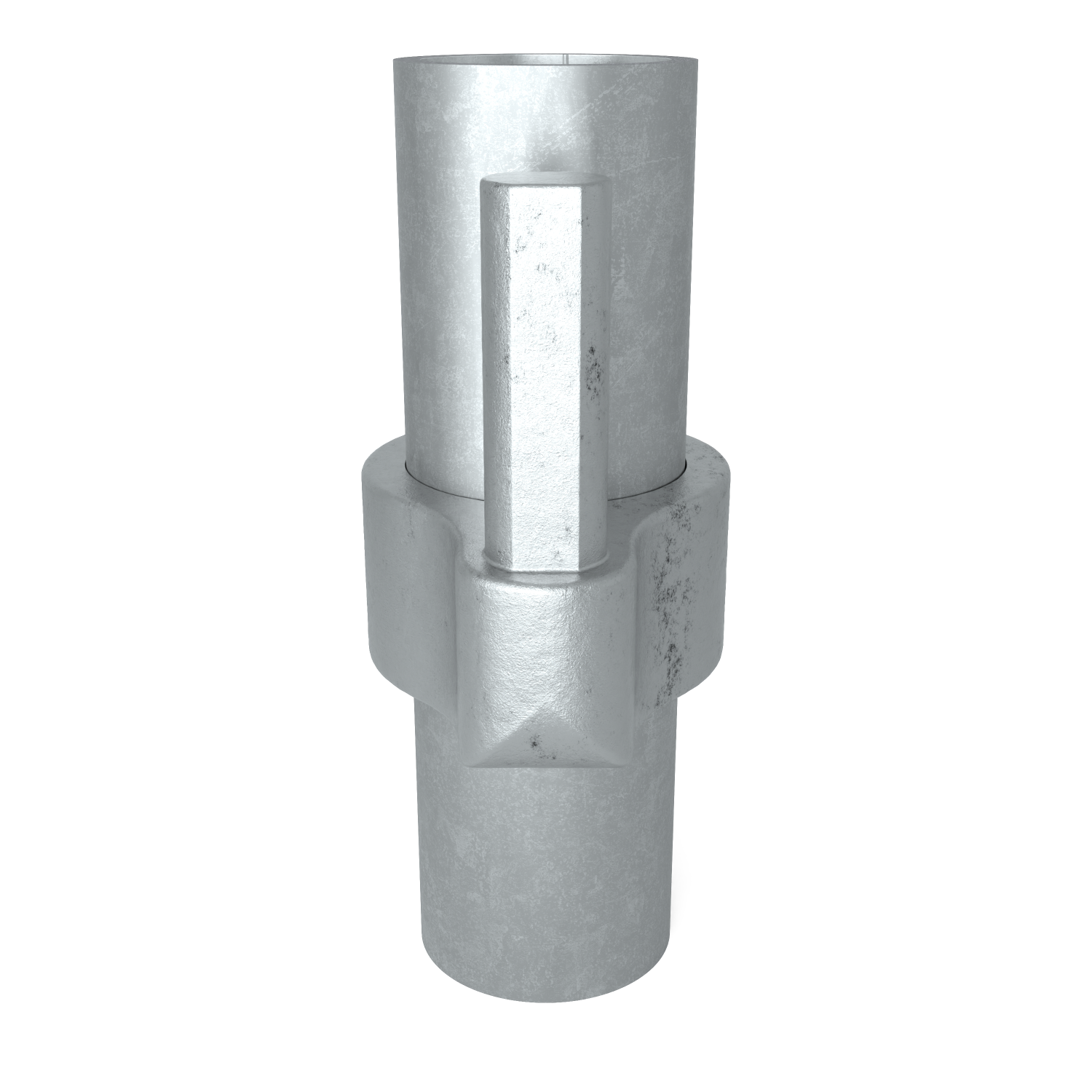Rohrverbinder Stellringzapfen 48,3 mm - Seitenansicht mit Rohren (Rohr-verbinder.de)