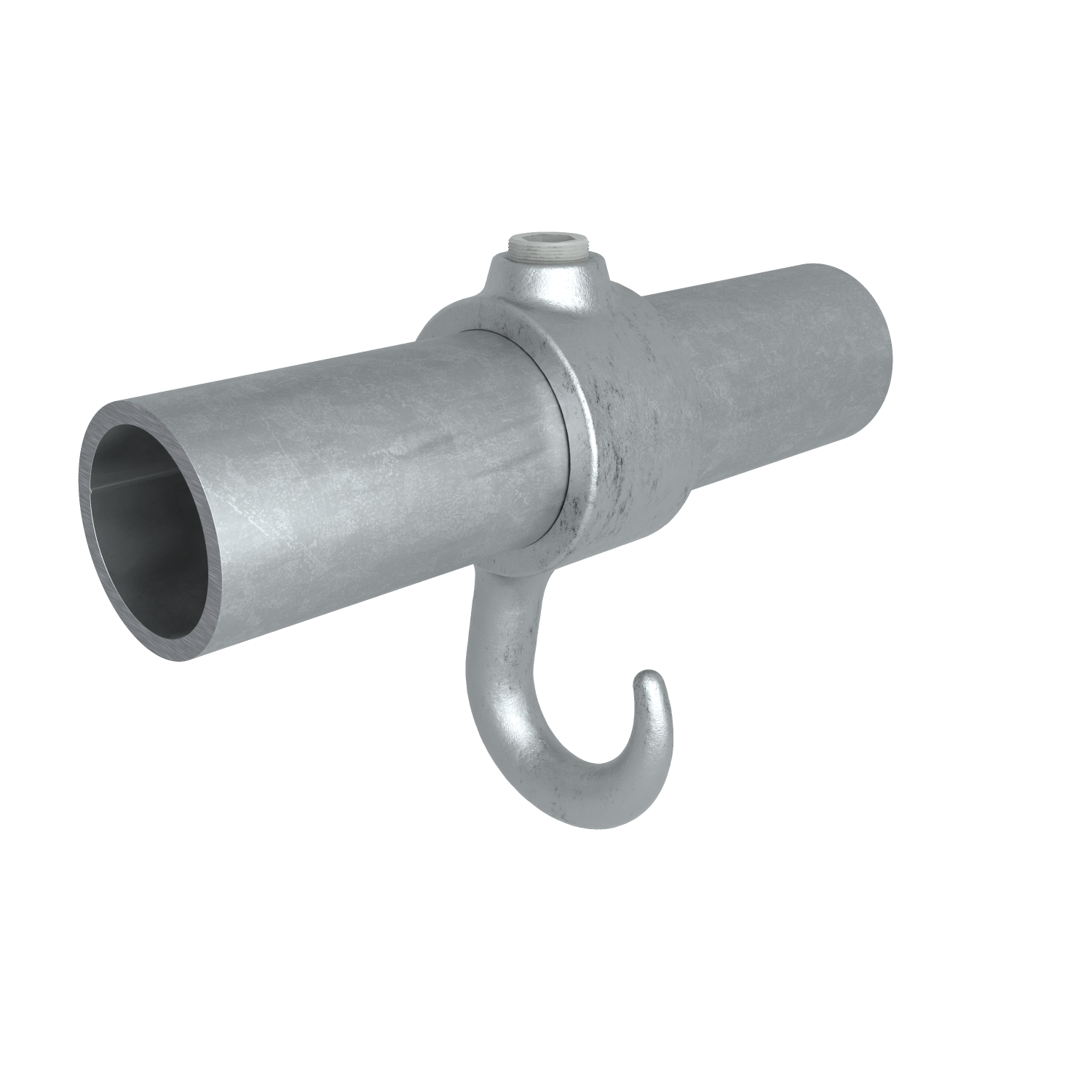 Rohrverbinder Kleiderhaken 26,9 mm - Vorderansicht mit Rohren (Rohr-verbinder.de)