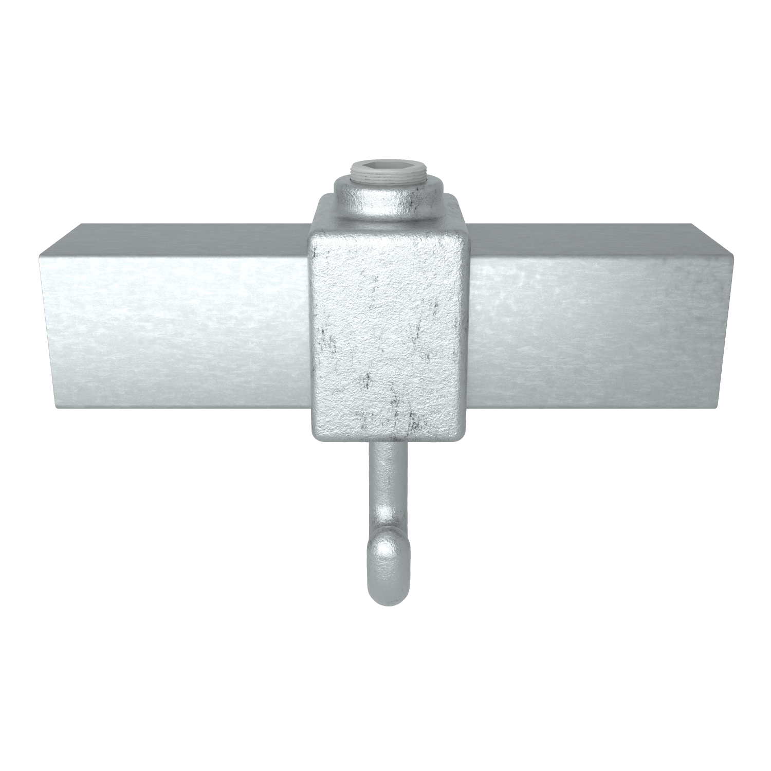 Rohrverbinder Kleiderhaken 25 mm quadratisch - Seitenansicht mit Rohren (Rohr-verbinder.de)