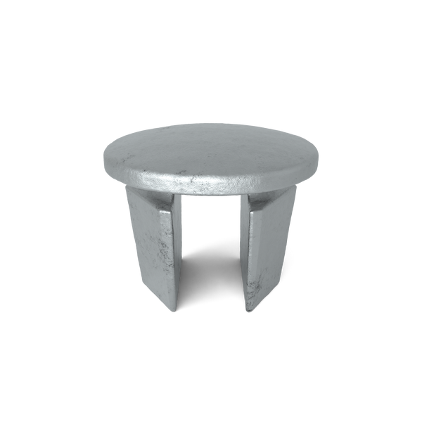 Rohrverbinder Stopfen Metall 60,3 mm - Vorderansicht mit Rohren (Rohr-verbinder.de)