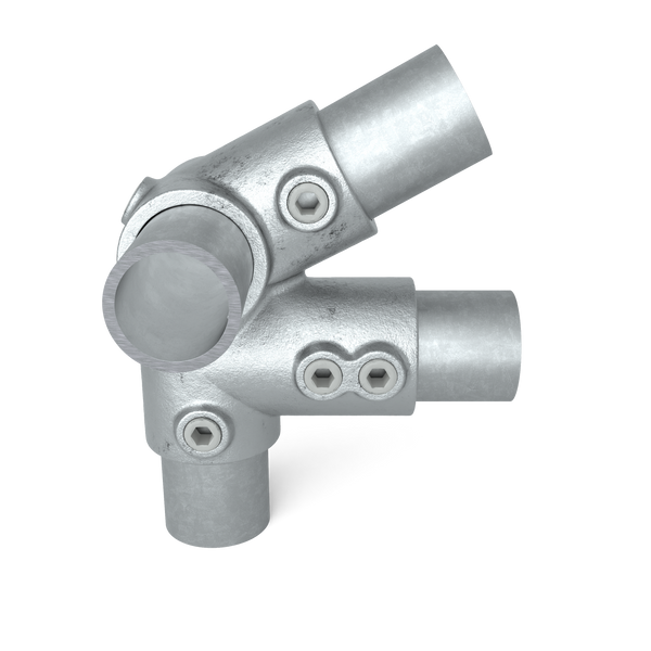 Rohrverbinder Traufenstück 42,4 mm - Vorderansicht mit Rohren (Rohr-verbinder.de)