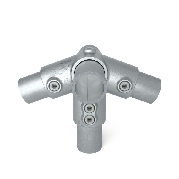 Rohrverbinder Traufentopstück 42,4 mm - Vorderansicht mit Rohren (Rohr-verbinder.de)