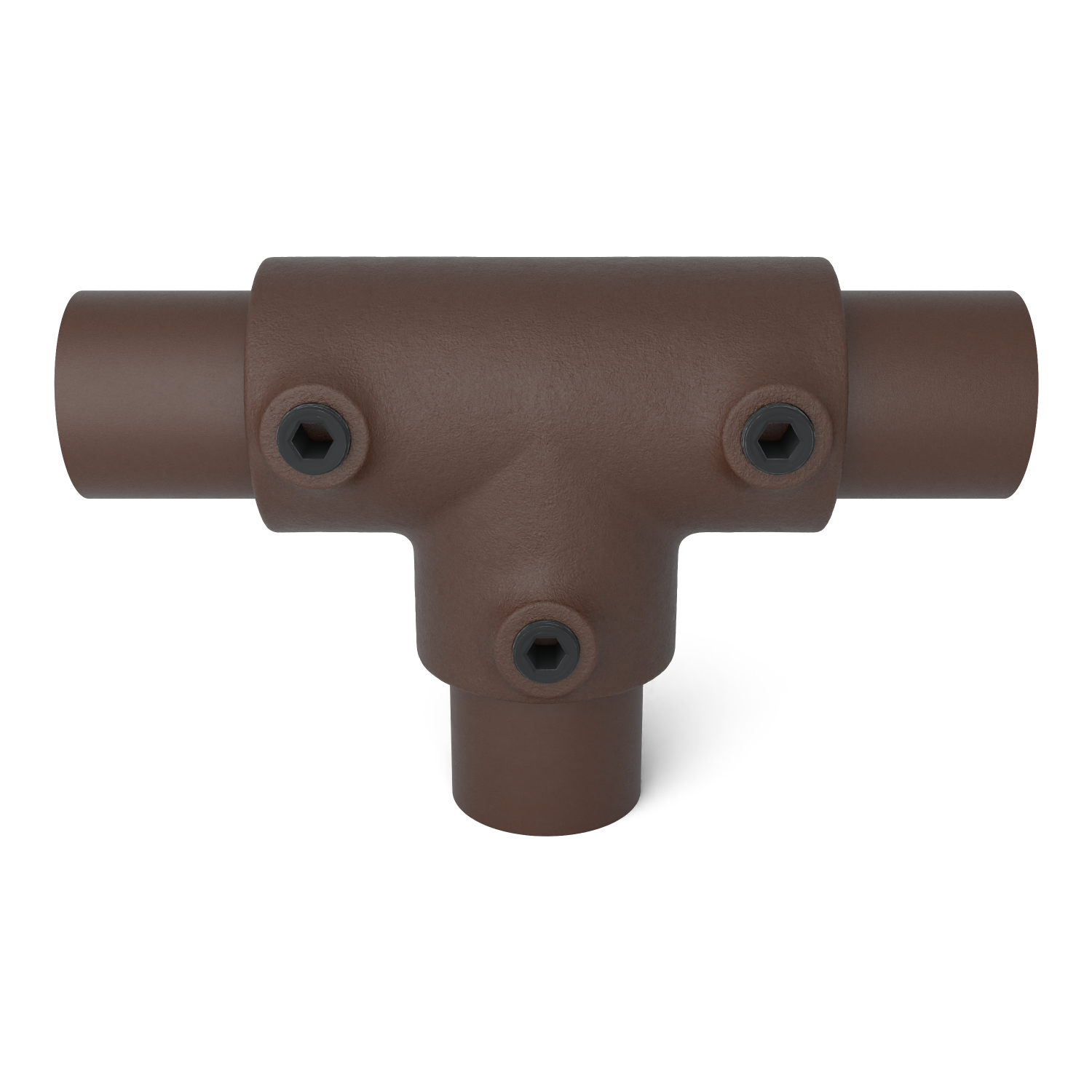 Rohrverbinder T-Stück lang vintage 33,7 mm - Vorderansicht mit Rohren (Rohr-verbinder.de)
