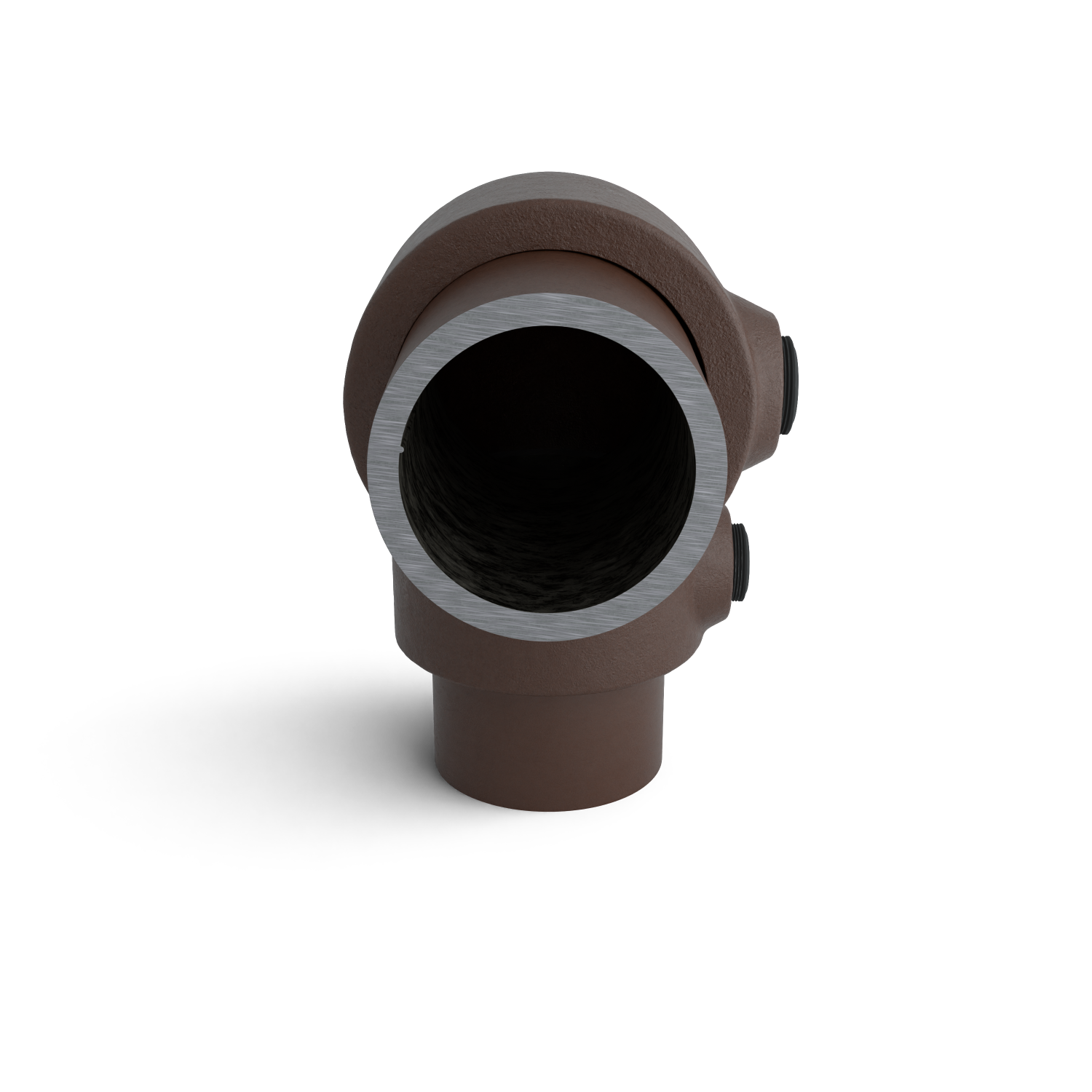 Rohrverbinder Bogen 90º vintage 33,7 mm - Seitenansicht mit Rohren (Rohr-verbinder.de)