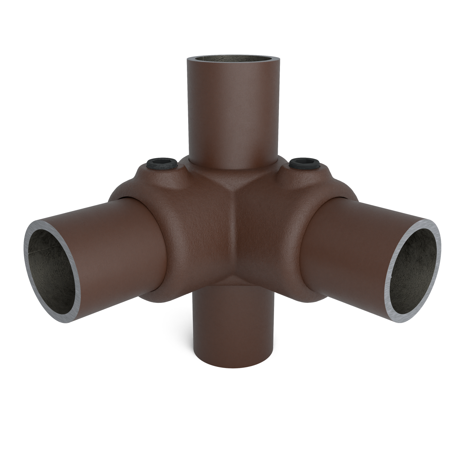 Rohrverbinder Eckstück 90º vintage 26,9 mm - Vorderansicht mit Rohren (Rohr-verbinder.de)