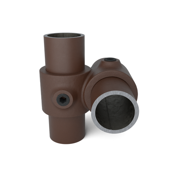 Rohrverbinder Kreuzstück 90º vintage 33,7 mm - Vorderansicht mit Rohren (Rohr-verbinder.de)