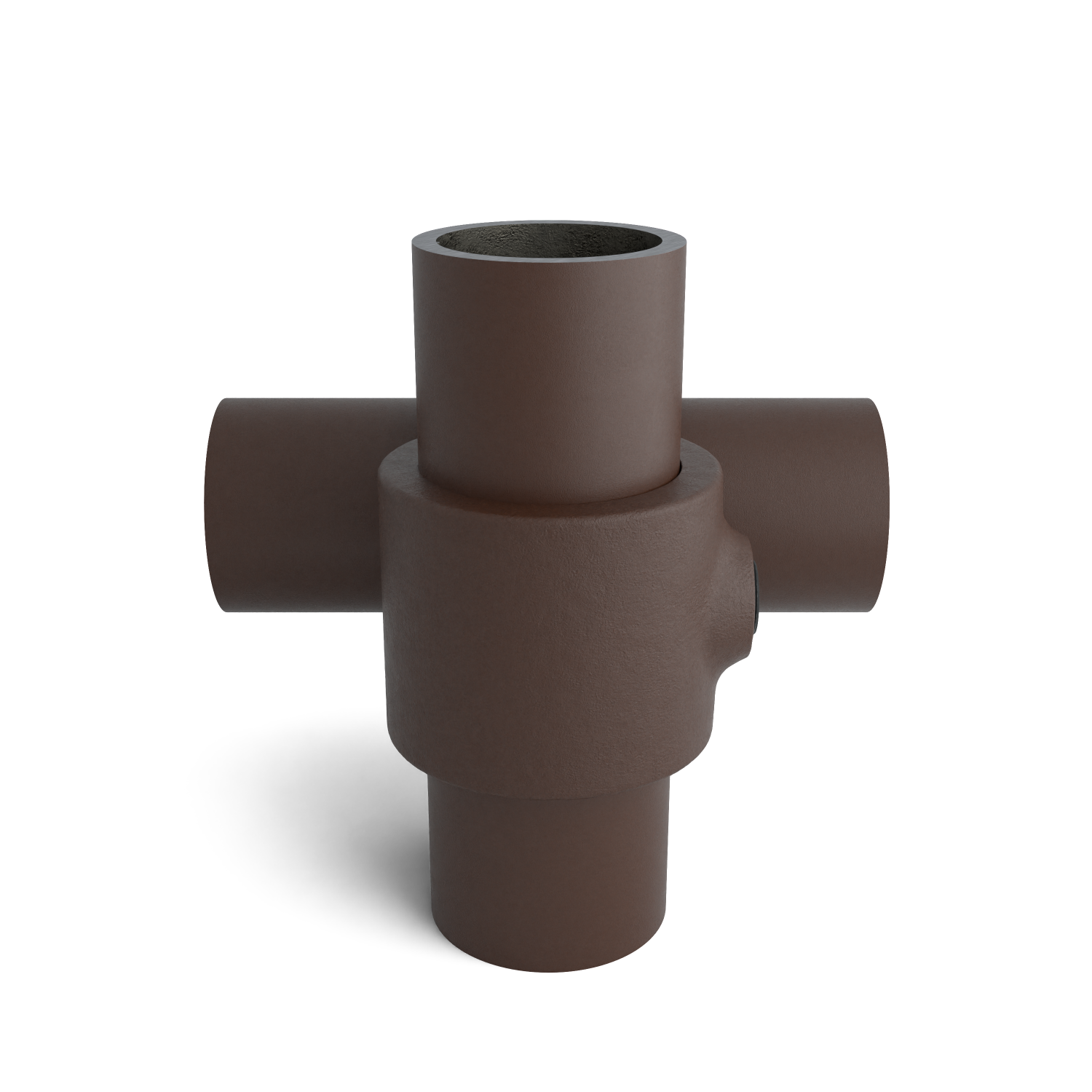 Rohrverbinder Kreuzstück 90º vintage 33,7 mm - Seitenansicht mit Rohren (Rohr-verbinder.de)