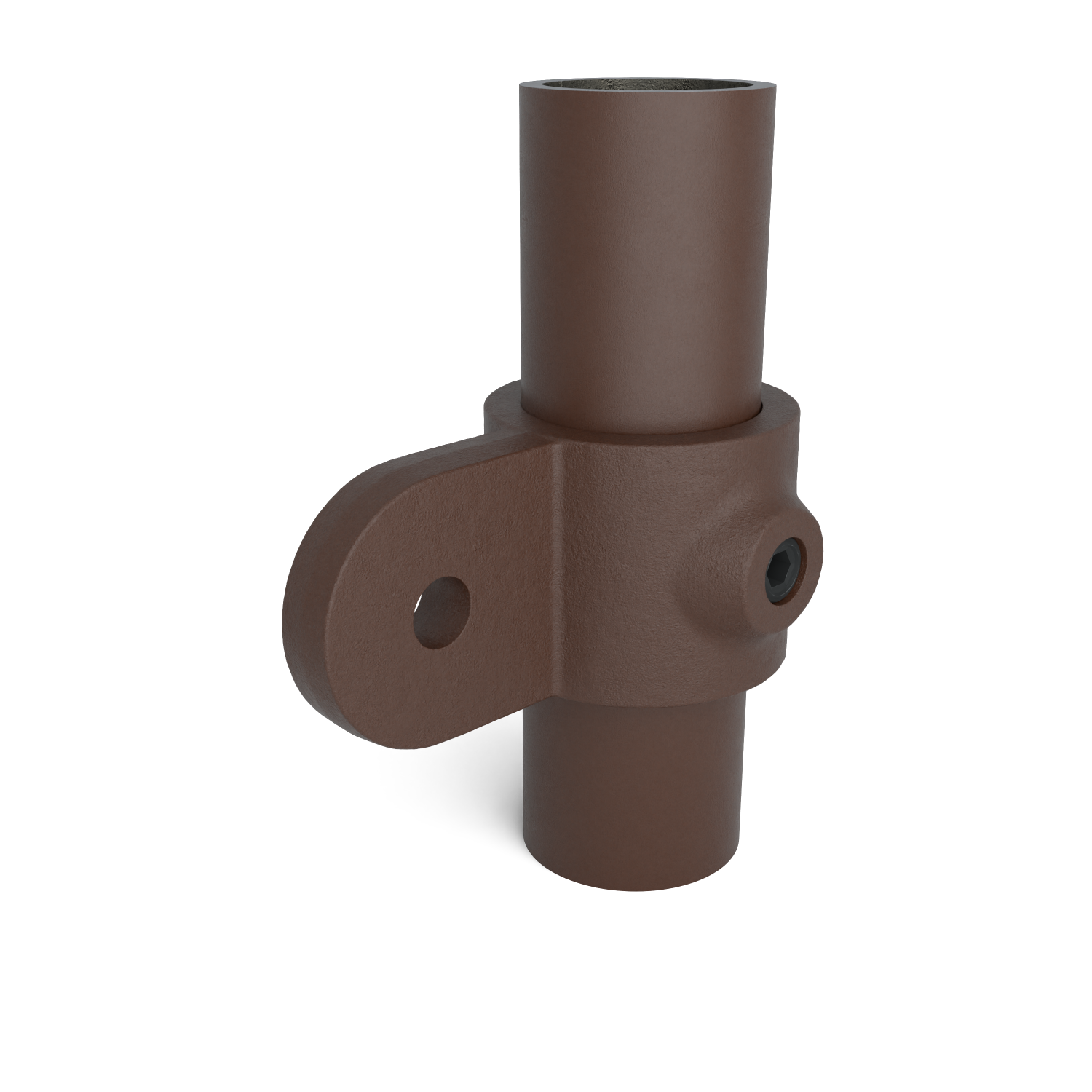 Rohrverbinder Gelenkauge vintage 33,7 mm - Schrägansicht mit Rohren (Rohr-verbinder.de)