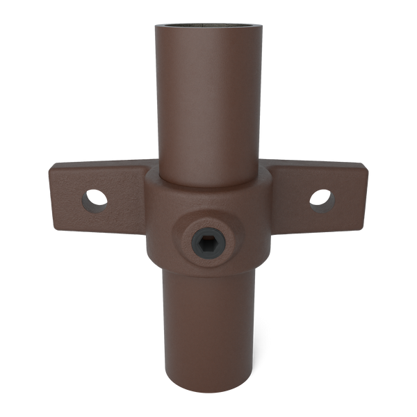 Rohrverbinder Ösenteil mit Doppellasche vintage 33,7 mm - Vorderansicht mit Rohren (Rohr-verbinder.de)