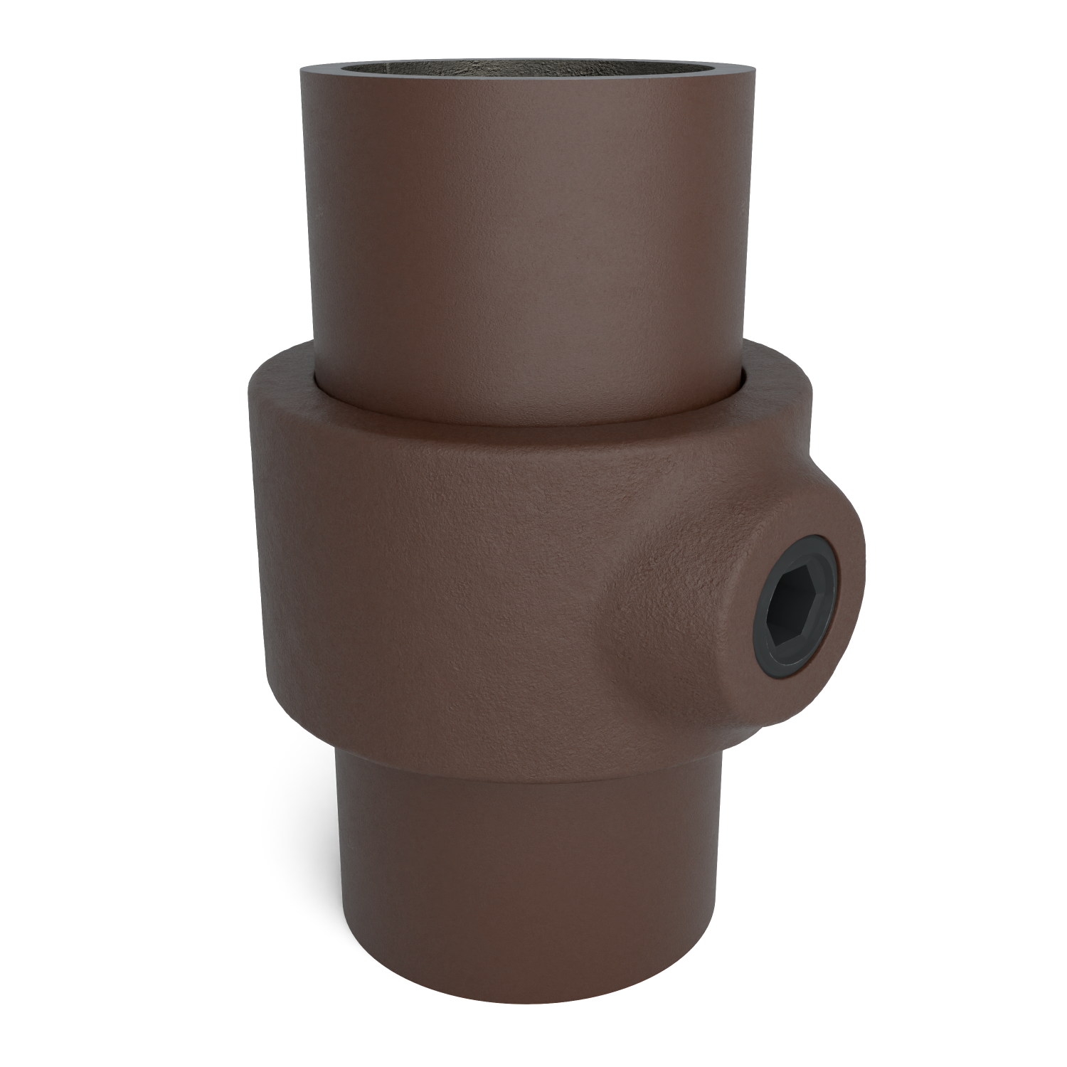 Rohrverbinder Stellring vintage 33,7 mm - Schrägansicht mit Rohren (Rohr-verbinder.de)