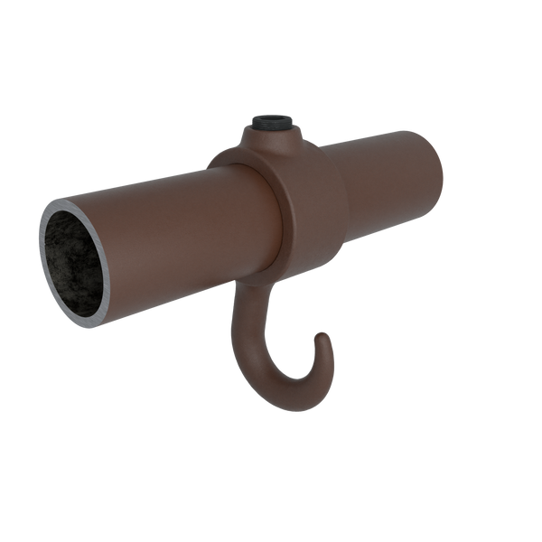 Rohrverbinder Kleiderhaken vintage 33,7 mm - Vorderansicht mit Rohren (Rohr-verbinder.de)