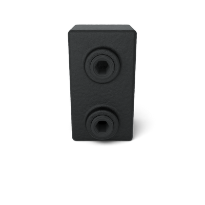 Rohrverbinder T-Stück kurz schwarz 25 mm quadratisch - Vorderansicht Rohrverbinder (Rohr-verbinder.de)