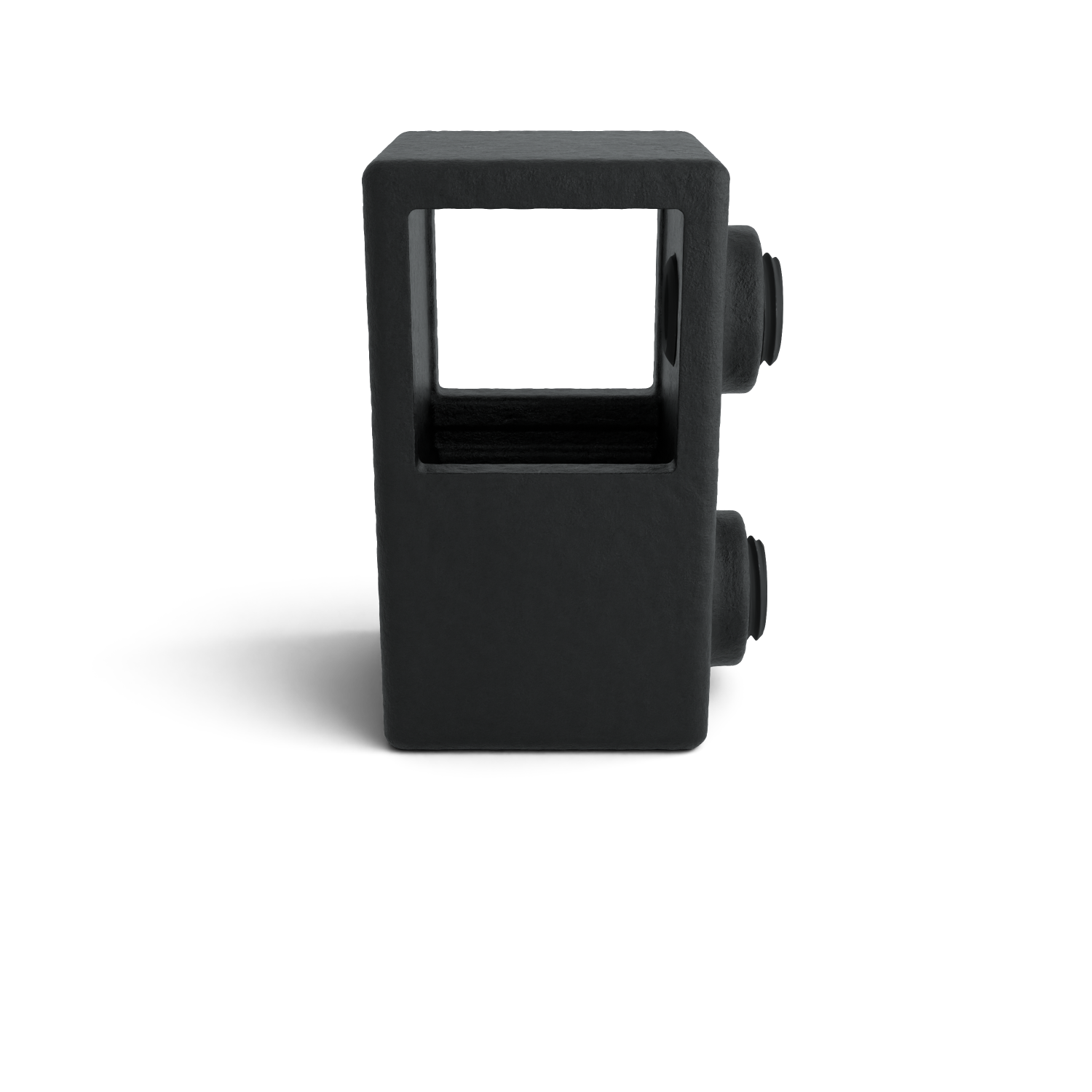 Rohrverbinder T-Stück kurz schwarz 25 mm quadratisch - Seitenansicht Rohrverbinder (Rohr-verbinder.de)