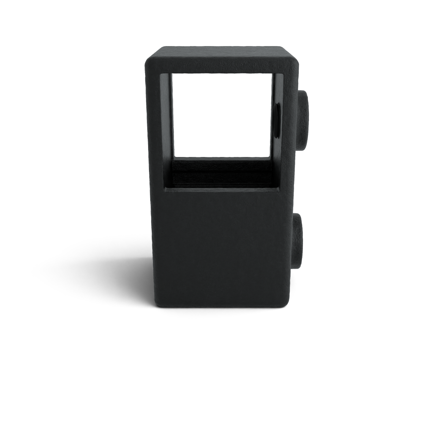 Rohrverbinder T-Stück kurz schwarz 40 mm quadratisch - Seitenansicht Rohrverbinder (Rohr-verbinder.de)