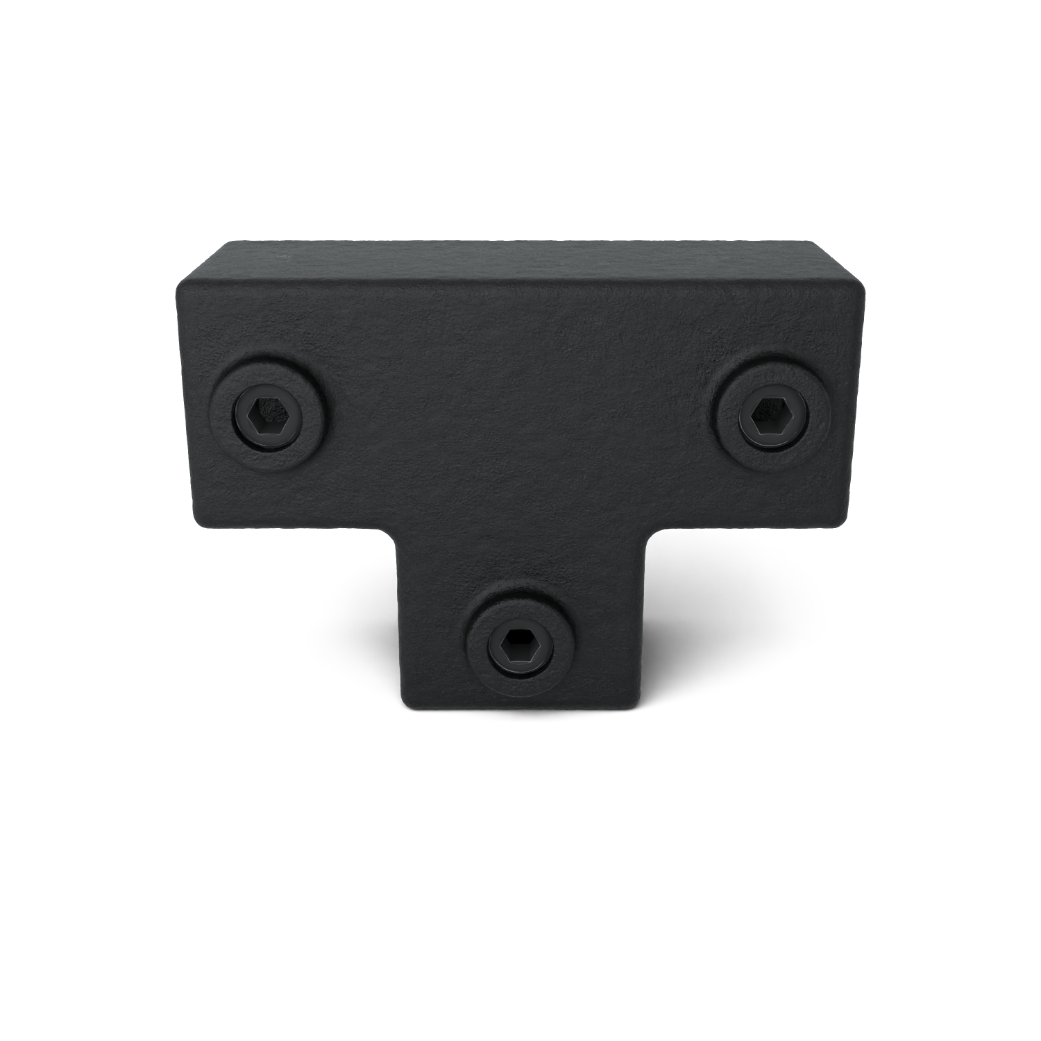 Rohrverbinder T-Stück lang schwarz 40 mm quadratisch - Vorderansicht Rohrverbinder (Rohr-verbinder.de)