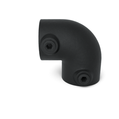 Rohrverbinder Bogen 90º schwarz 26,9 mm - Vorderansicht Rohrverbinder (Rohr-verbinder.de)