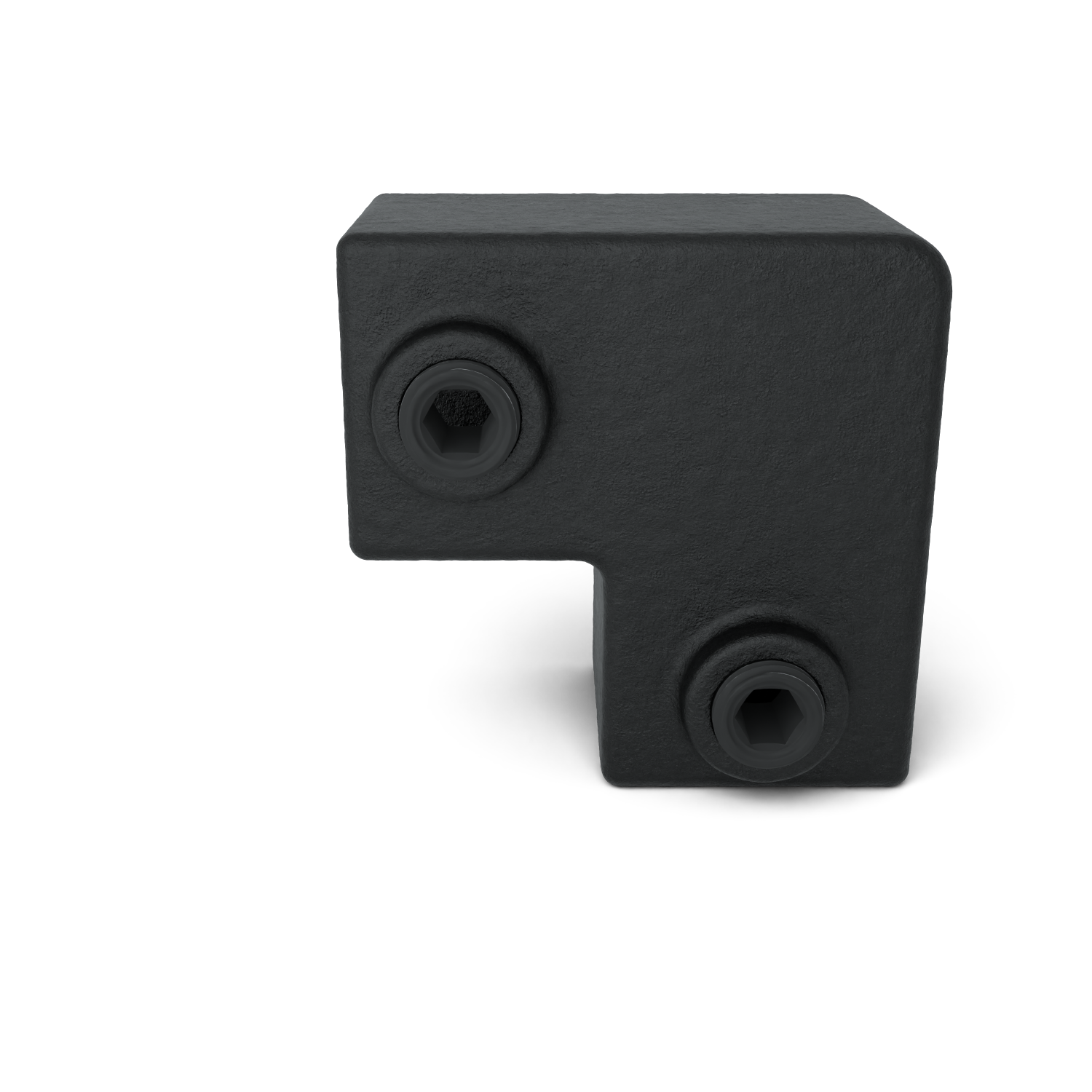 Rohrverbinder Bogen 90º schwarz 25 mm quadratisch - Vorderansicht Rohrverbinder (Rohr-verbinder.de)