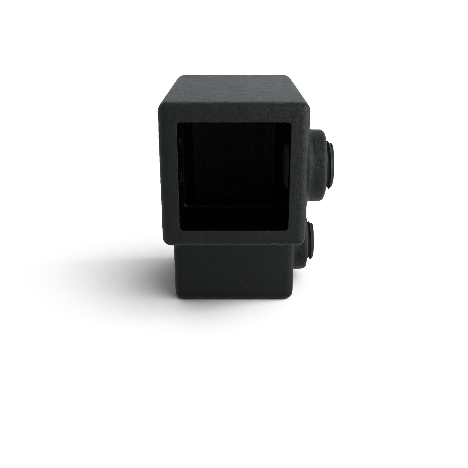 Rohrverbinder Bogen 90º schwarz 25 mm quadratisch - Seitenansicht Rohrverbinder (Rohr-verbinder.de)