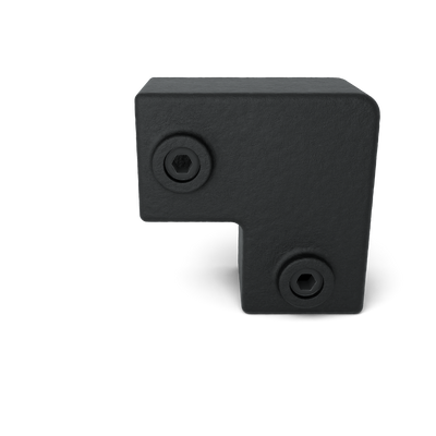 Rohrverbinder Bogen 90º schwarz 40 mm quadratisch - Vorderansicht Rohrverbinder (Rohr-verbinder.de)