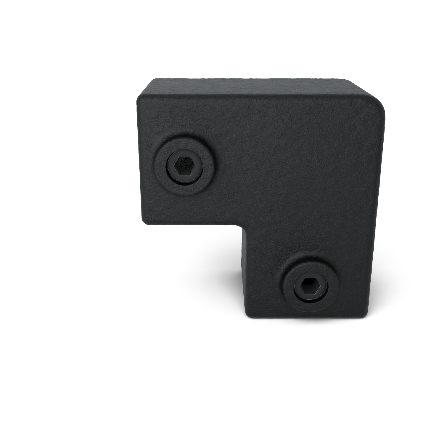 Rohrverbinder Bogen 90º schwarz 40 mm quadratisch - Vorderansicht Rohrverbinder (Rohr-verbinder.de)