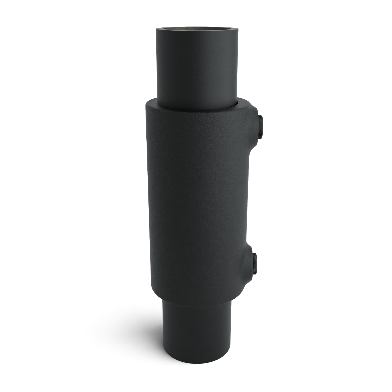 Rohrverbinder Verlängerungsstück - Schwarz für außen - 33,7 mm - Seitenansicht mit Rohren (Rohr-verbinder.de)