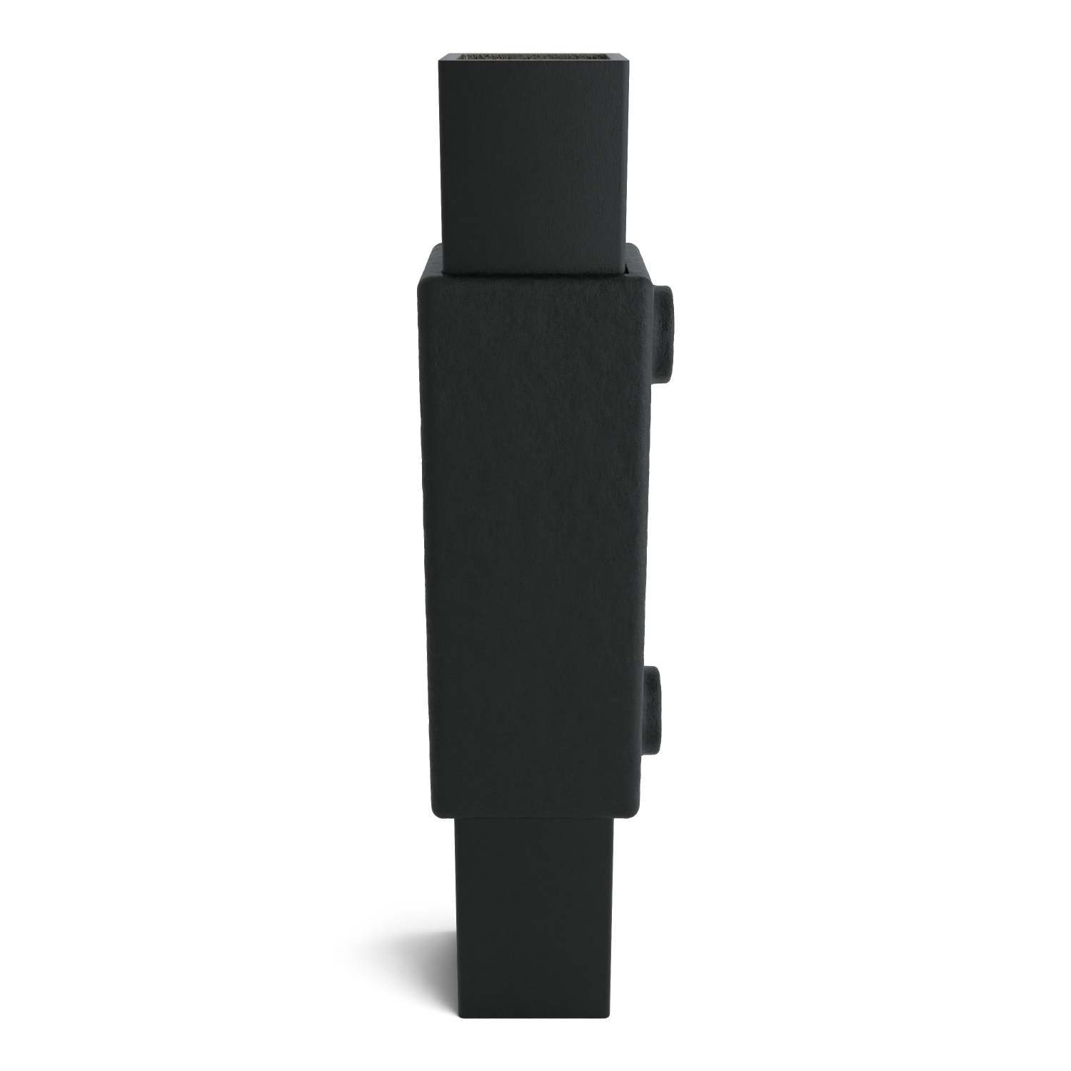 Rohrverbinder Verlängerungsstück schwarz 40 mm quadratisch - Seitenansicht mit Rohren (Rohr-verbinder.de)