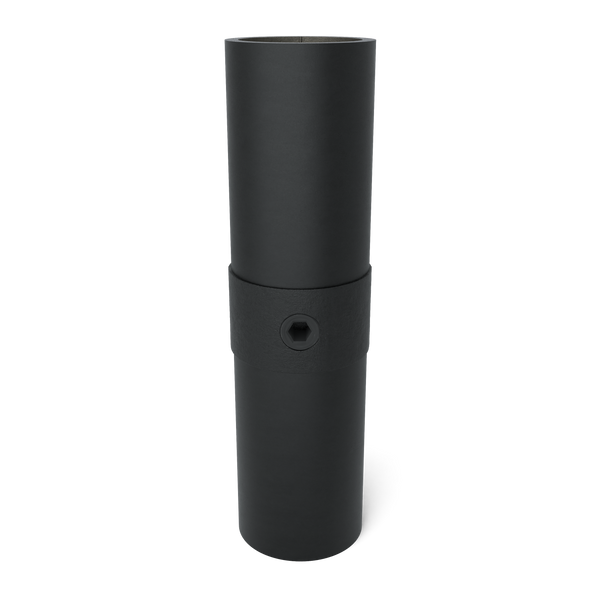 Rohrverbinder Verbindungsstück innen schwarz 26,9 mm - Vorderansicht mit Rohren (Rohr-verbinder.de)