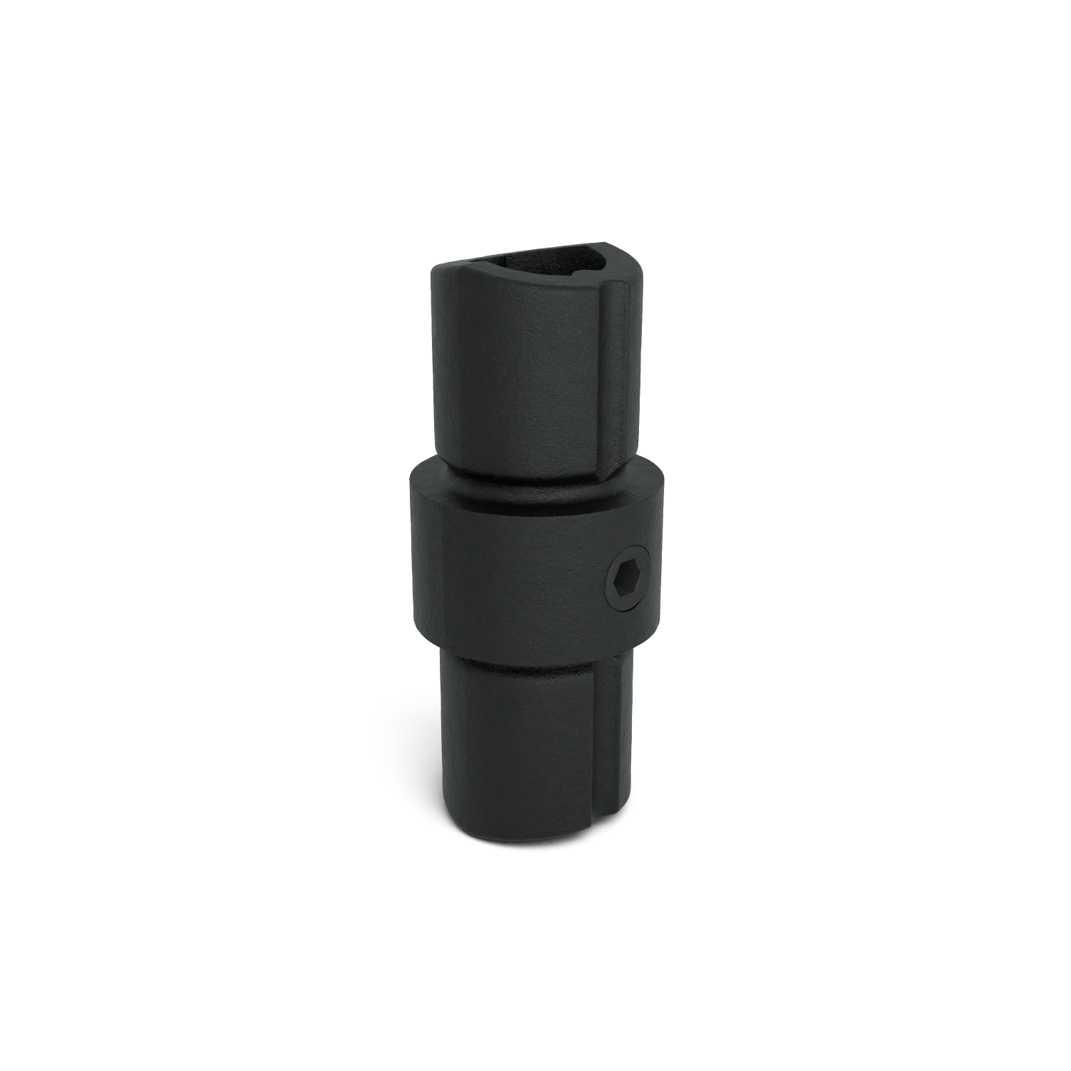 Rohrverbinder Verbindungsstück innen schwarz 26,9 mm - Schrägansicht Rohrverbinder (Rohr-verbinder.de)