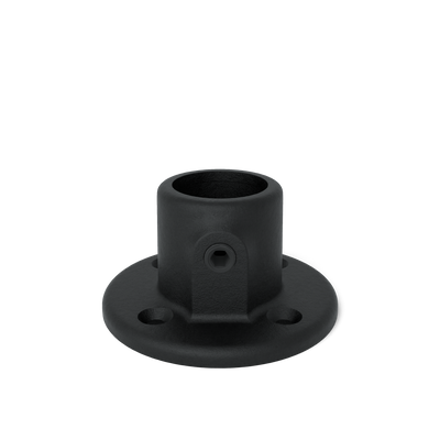 Rohrverbinder Fußplatte rund schwarz 26,9 mm - Vorderansicht Rohrverbinder (Rohr-verbinder.de)