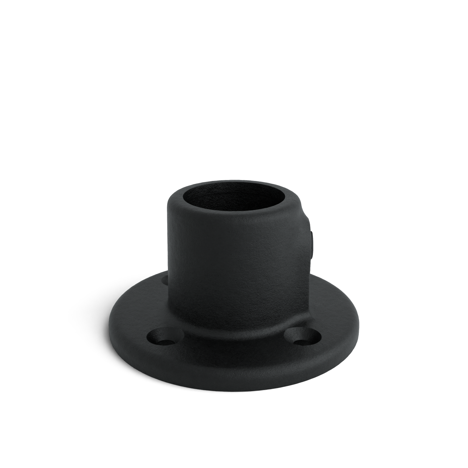 Rohrverbinder Fußplatte rund schwarz 26,9 mm - Seitenansicht Rohrverbinder (Rohr-verbinder.de)