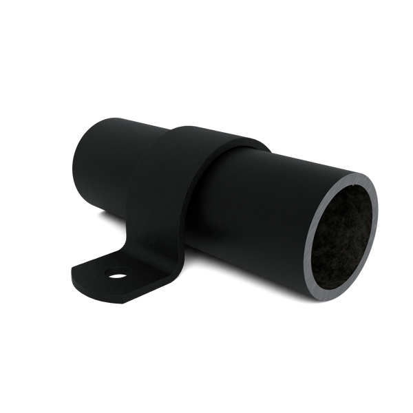Rohrverbinder Rohrschelle schwarz 26,9 mm - Vorderansicht mit Rohren (Rohr-verbinder.de)
